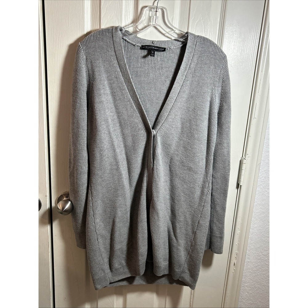 White House Black Market Sweater‎ Womens Medium Cardigan Wool Blend Gray